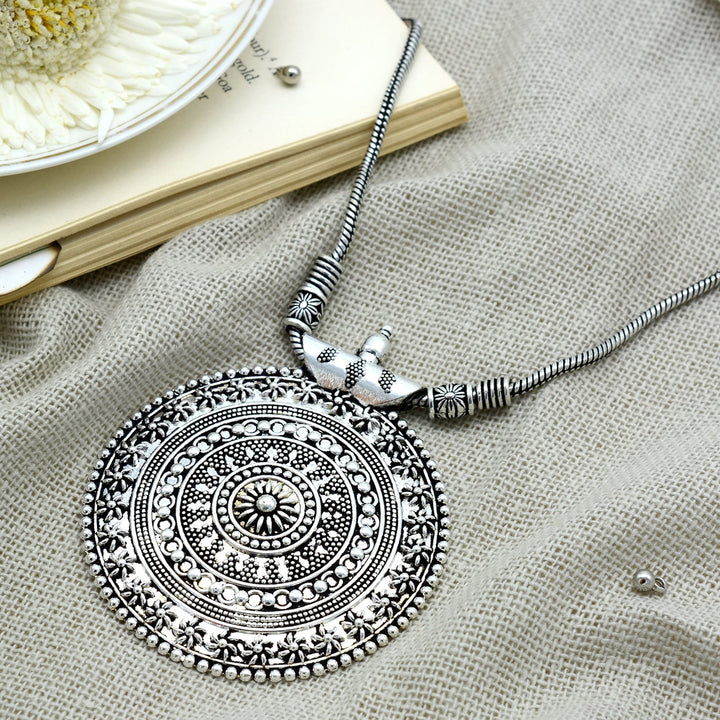 Ishya Silver Oxidized Necklace - Joker & Witch