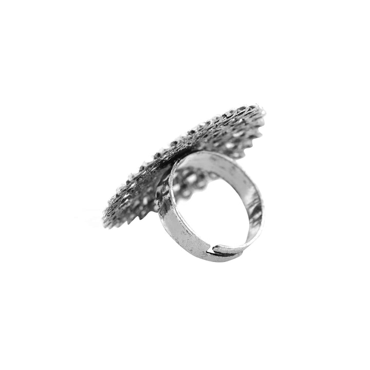 Ava Silver Oxidized Ring - Joker & Witch