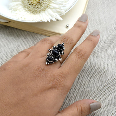 Vedant Black Silver Oxidized Ring - Joker & Witch