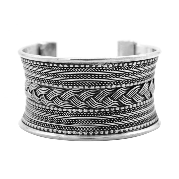 Madhu Braided Embossed Silver Oxidized Cuff - Joker & Witch