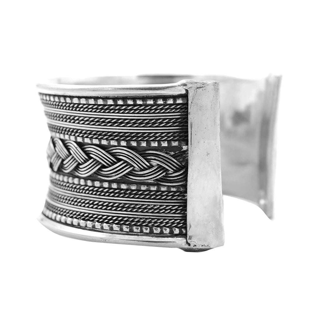 Madhu Braided Embossed Silver Oxidized Cuff - Joker & Witch