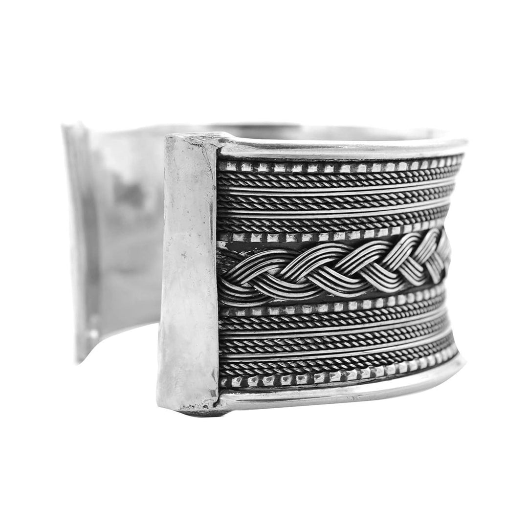 Madhu Braided Embossed Silver Oxidized Cuff - Joker & Witch