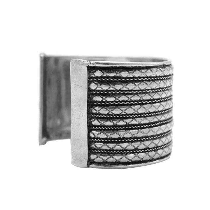 Zia Embossed Silver Oxidized Cuff - Joker & Witch