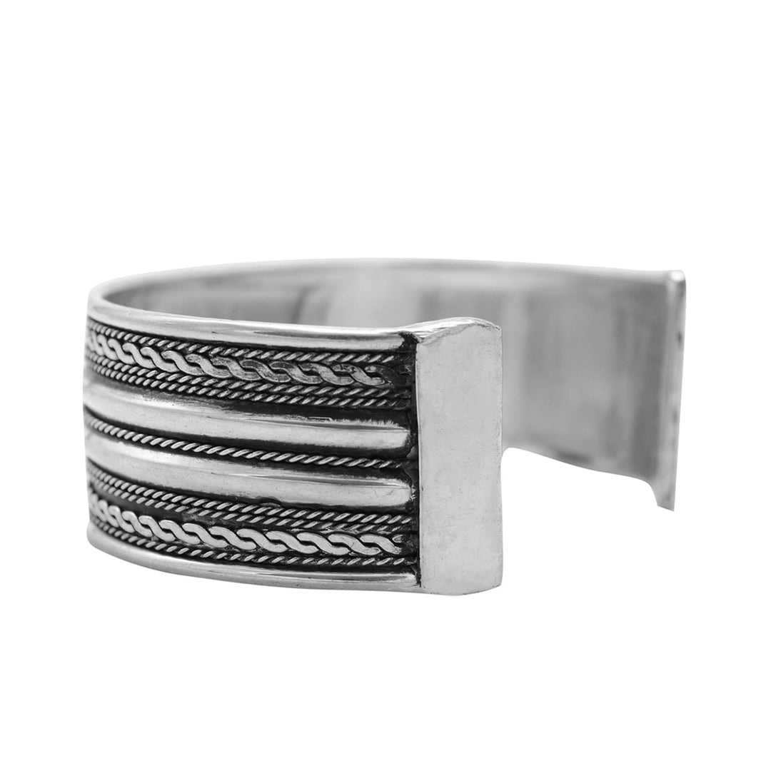 Ivaab Embossed Silver Oxidized Cuff - Joker & Witch