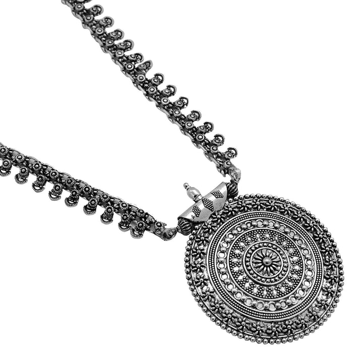 Anika Silver Oxidized Long Necklace - Joker & Witch