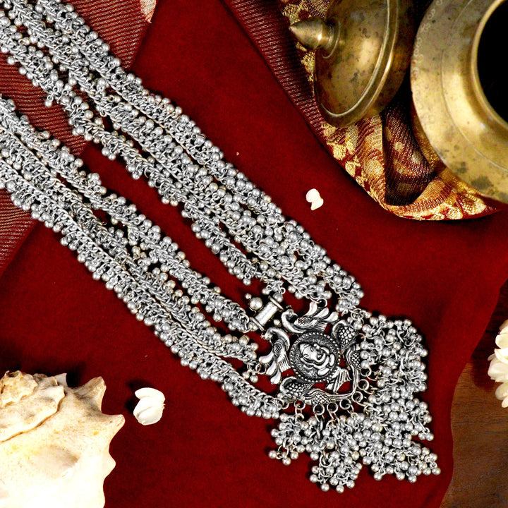 Krisha Silver Oxidized Ghungroo necklace