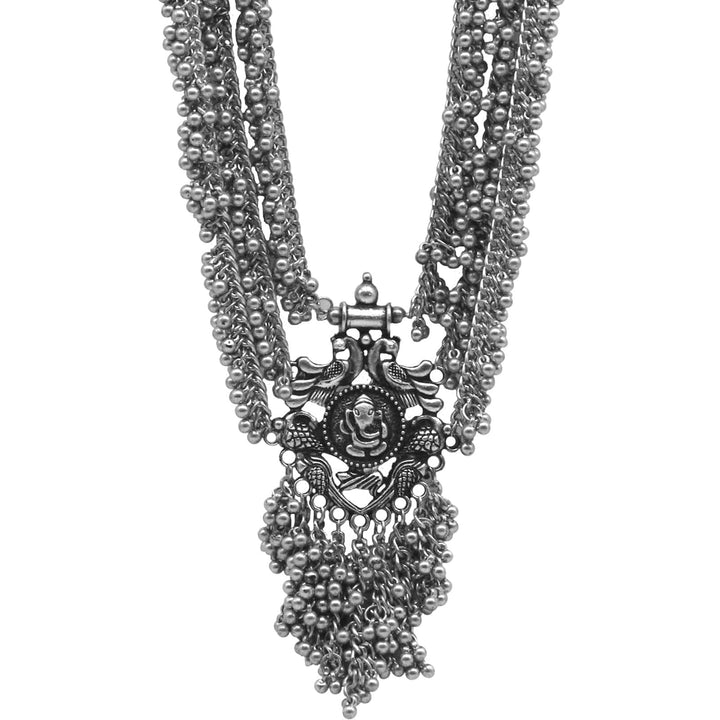 Krisha Silver Oxidized Ghungroo necklace
