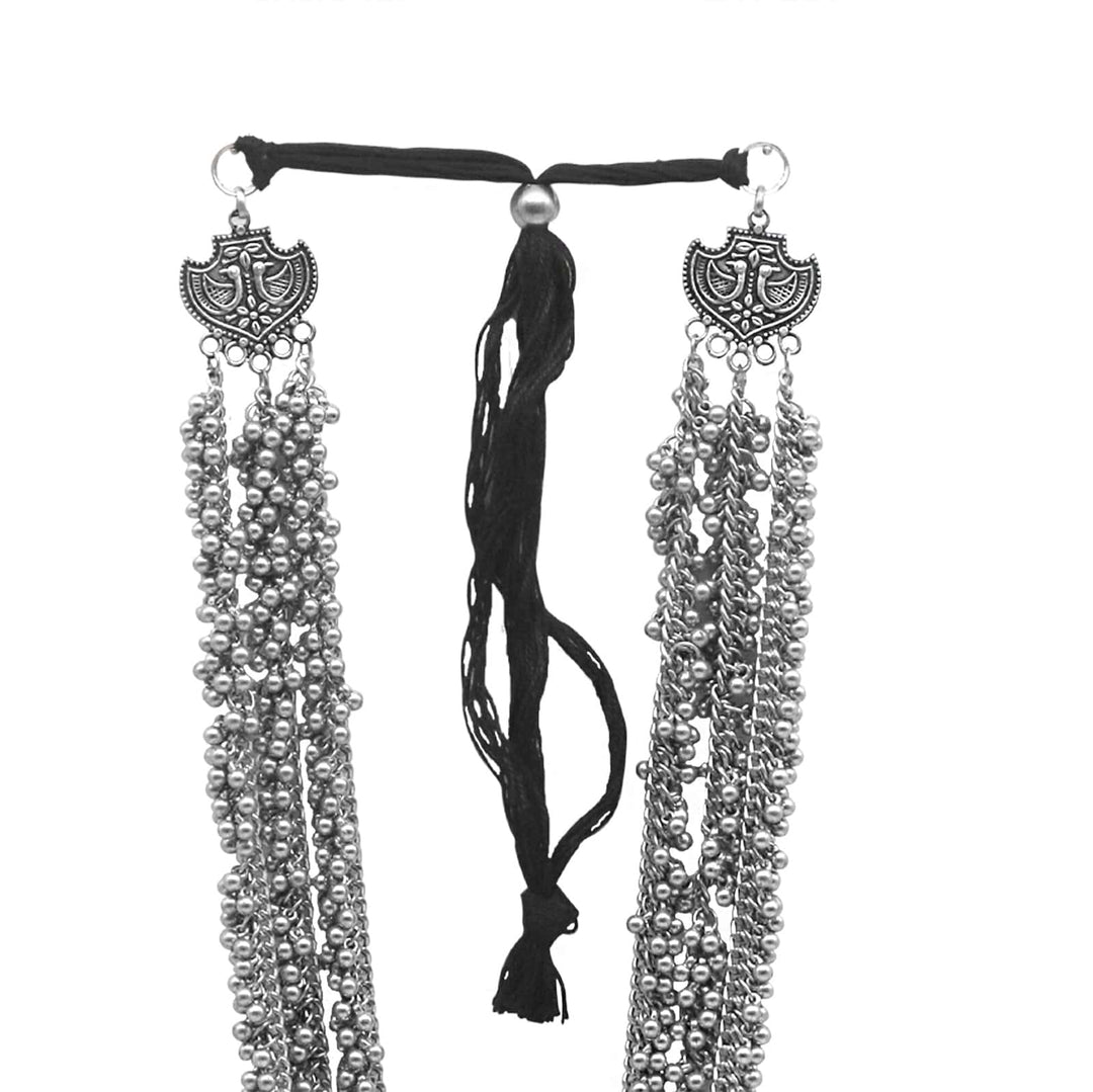Krisha Silver Oxidized Ghungroo necklace