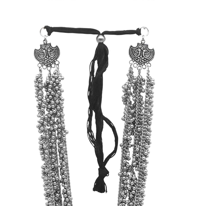 Krisha Silver Oxidized Ghungroo necklace