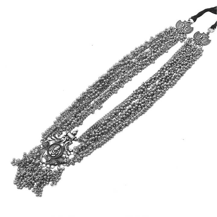 Krisha Silver Oxidized Ghungroo necklace