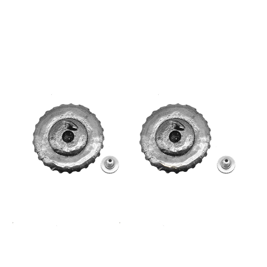 Mridhul Circular Silver Oxidized Studs Earrings