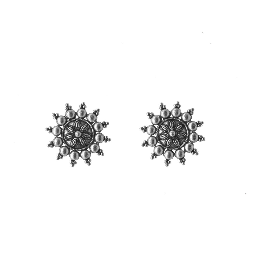 Anu Circle SIlver Oxidized Studs Earrings
