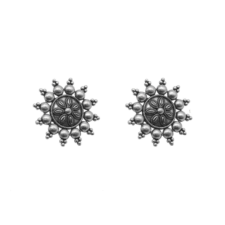 Anu Circle SIlver Oxidized Studs Earrings