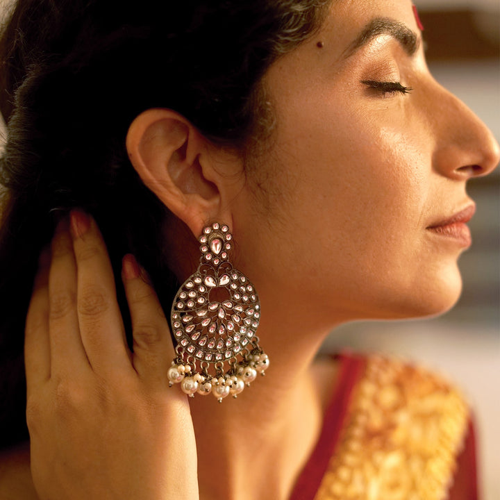 Nisha Silver Oxidized Earrings