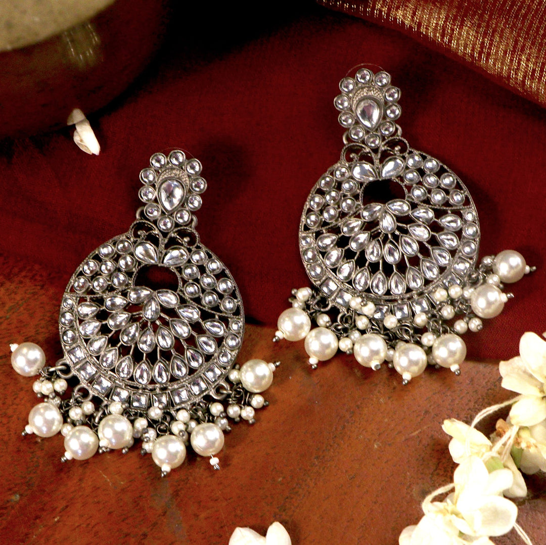 Nisha Silver Oxidized Earrings