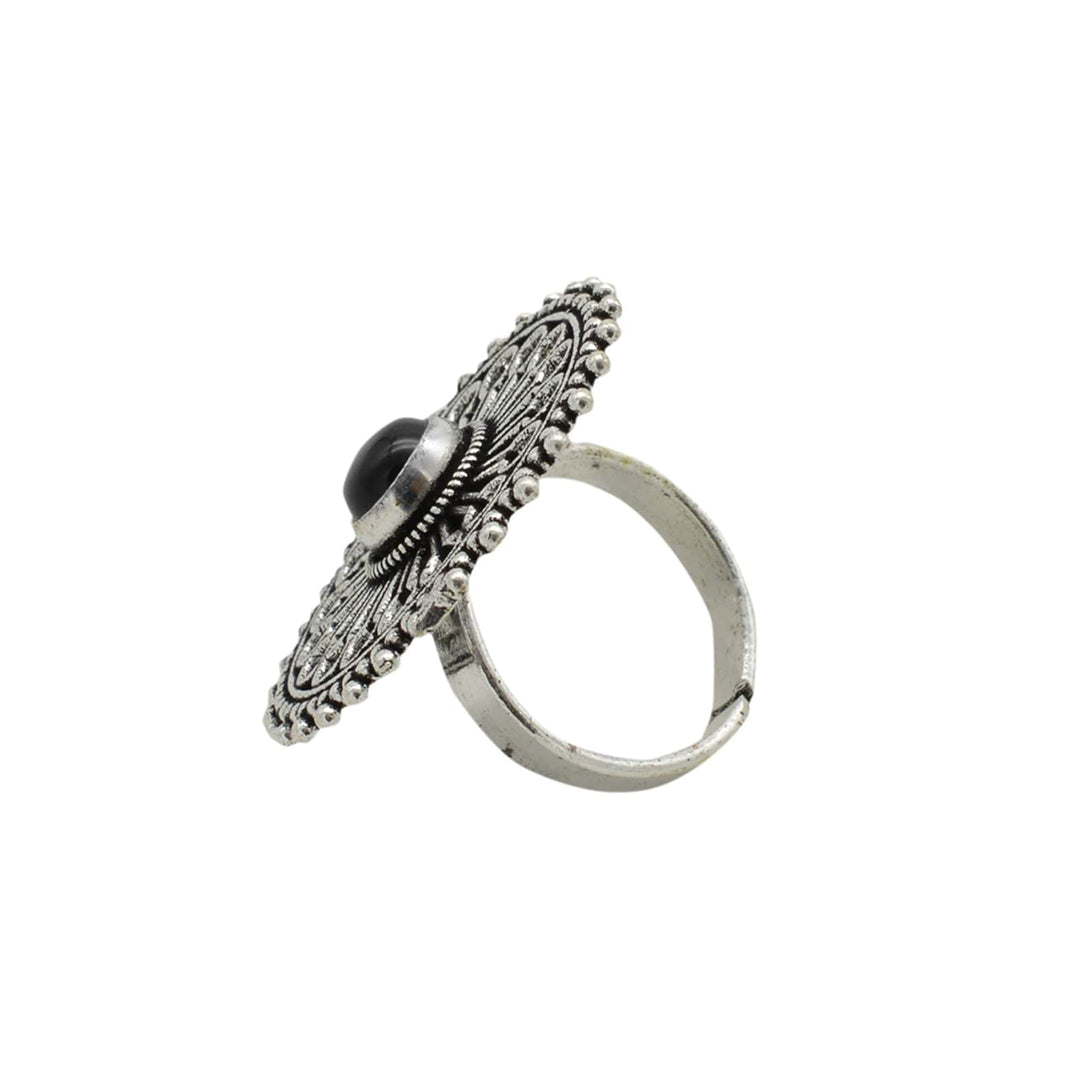Aruna Black Silver Oxidized Ring - Joker & Witch