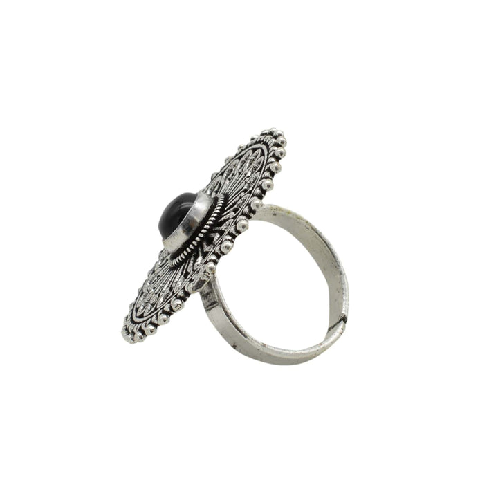 Aruna Black Silver Oxidized Ring - Joker & Witch