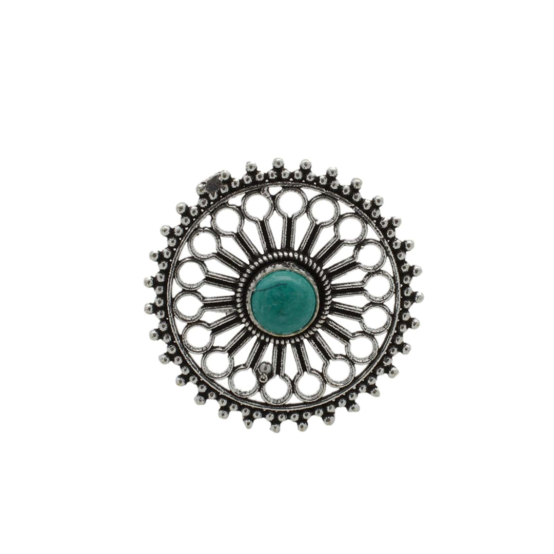 Aruna Turquoise Silver Oxidized Ring - Joker & Witch