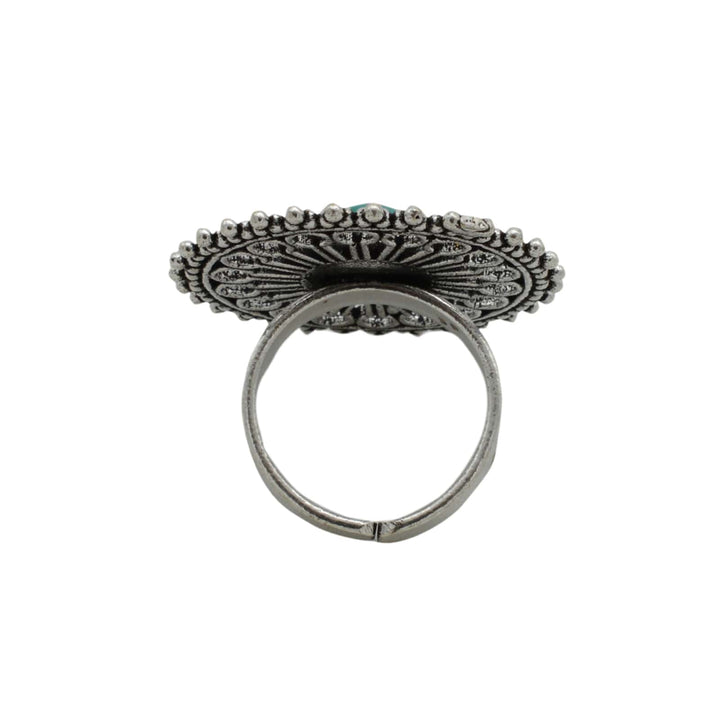 Aruna Turquoise Silver Oxidized Ring - Joker & Witch