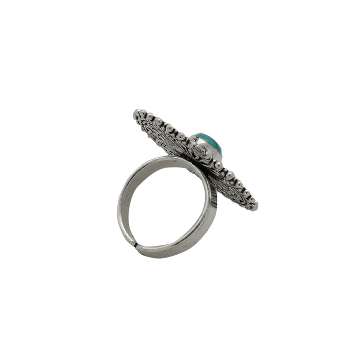 Aruna Turquoise Silver Oxidized Ring - Joker & Witch