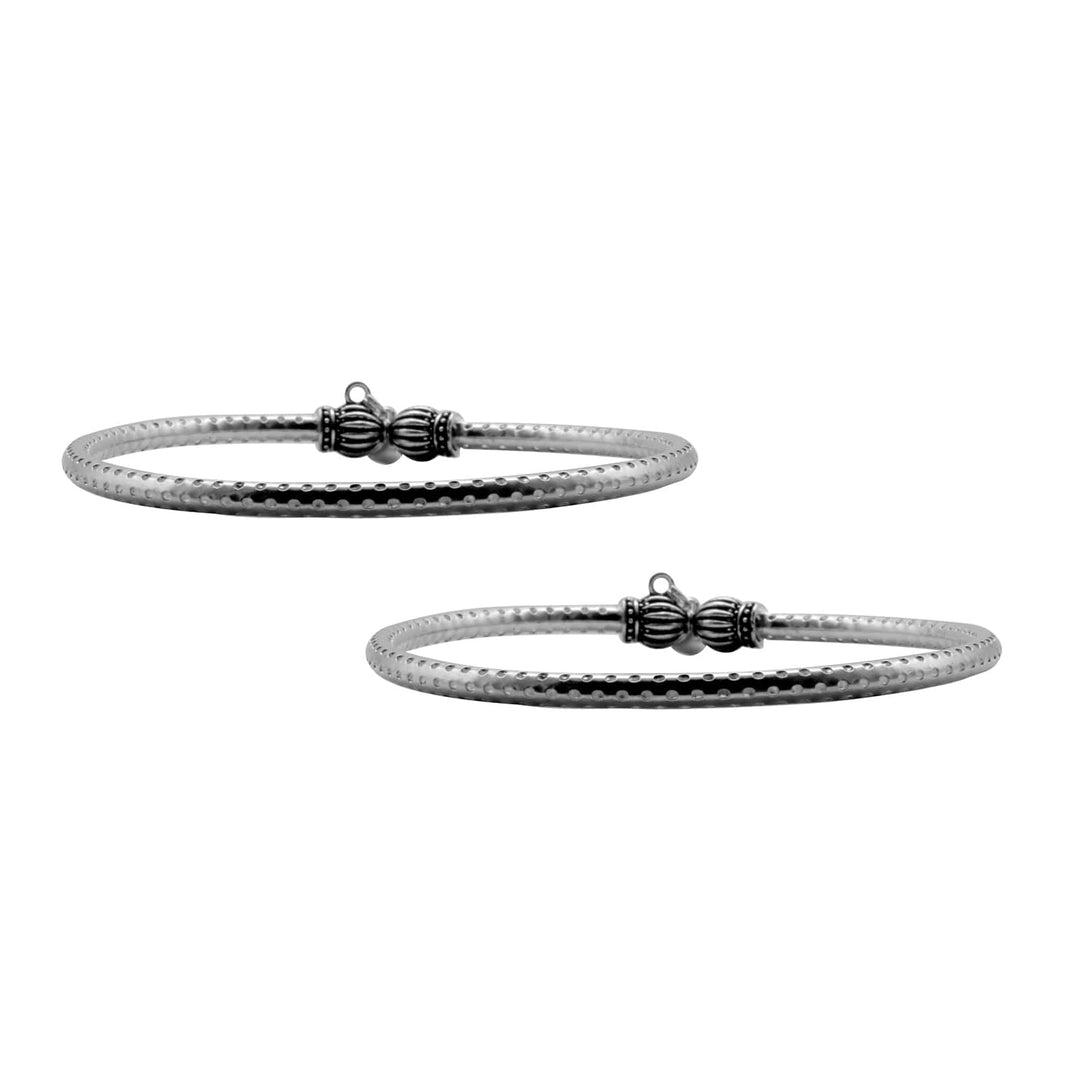 Circular Silver Oxidized Charm Anklets