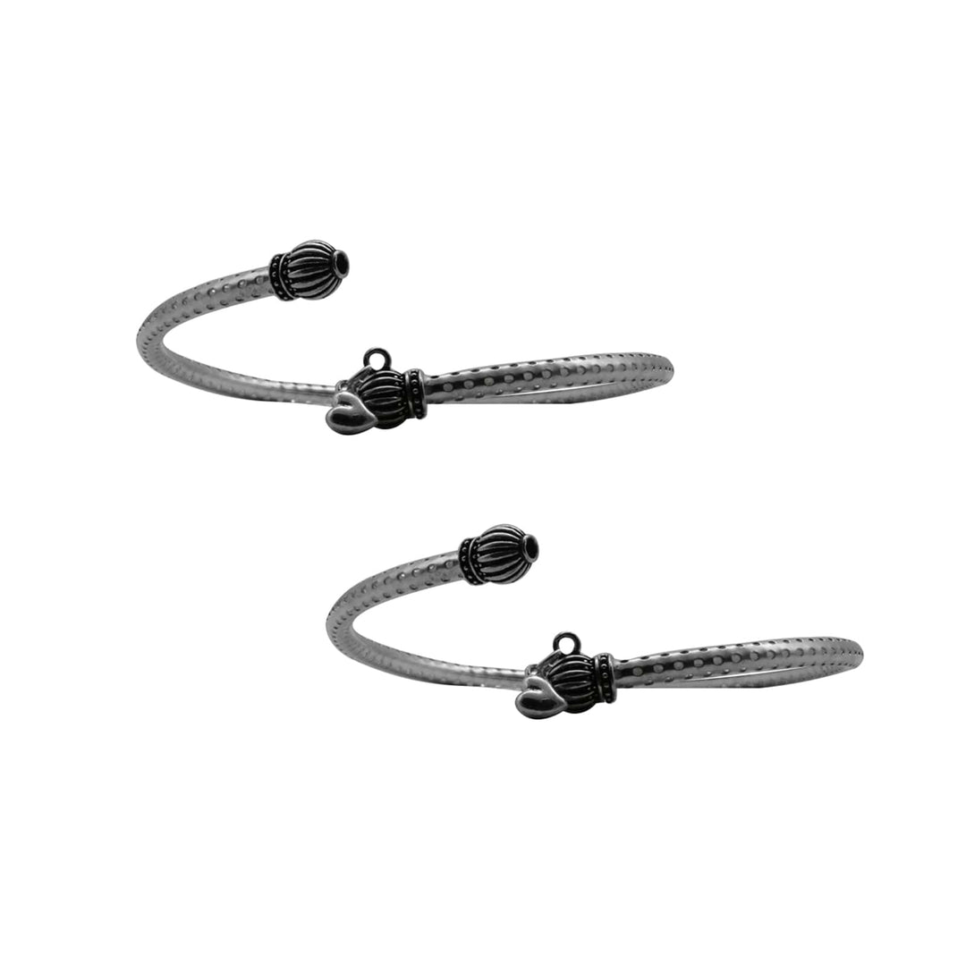 Circular Silver Oxidized Charm Anklets