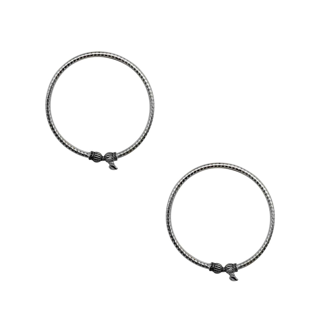 Circular Silver Oxidized Charm Anklets