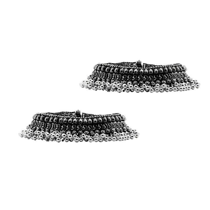 Roma Coin Silver Oxidized Ghungroo Anklets