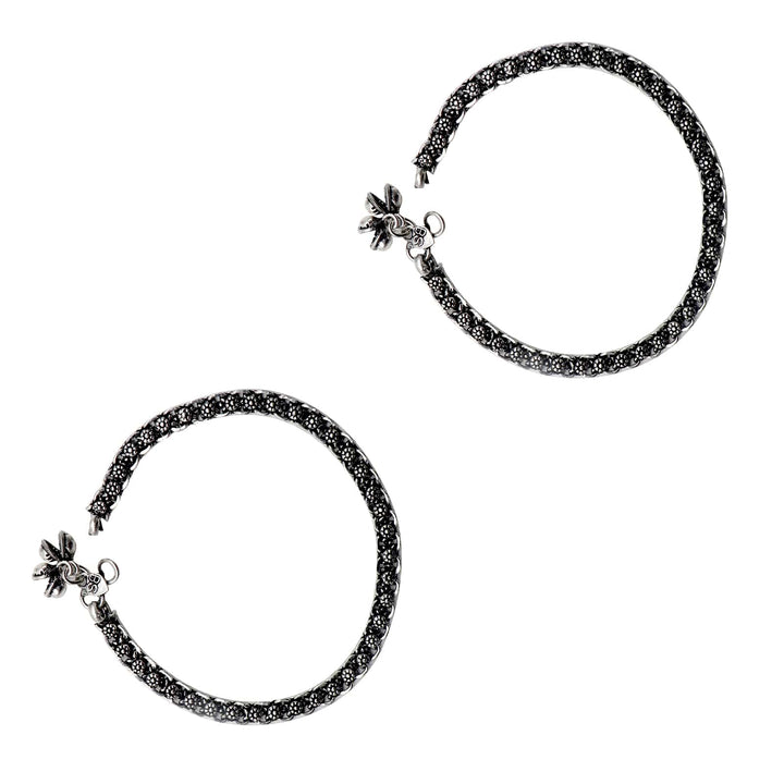 Heena Linked Silver Oxidized Anklets