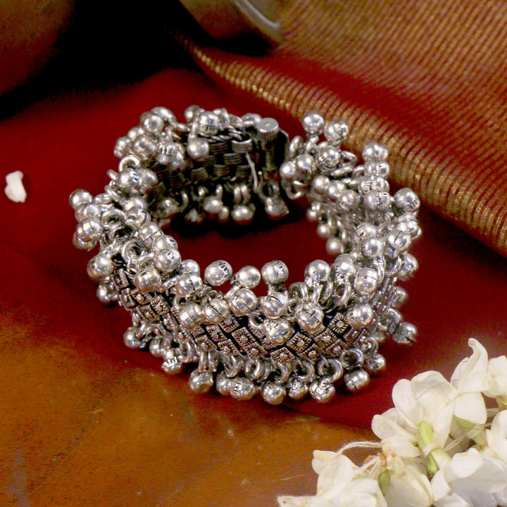 Geeta Rawa Work Silver Oxidized Ghungroo Bangle