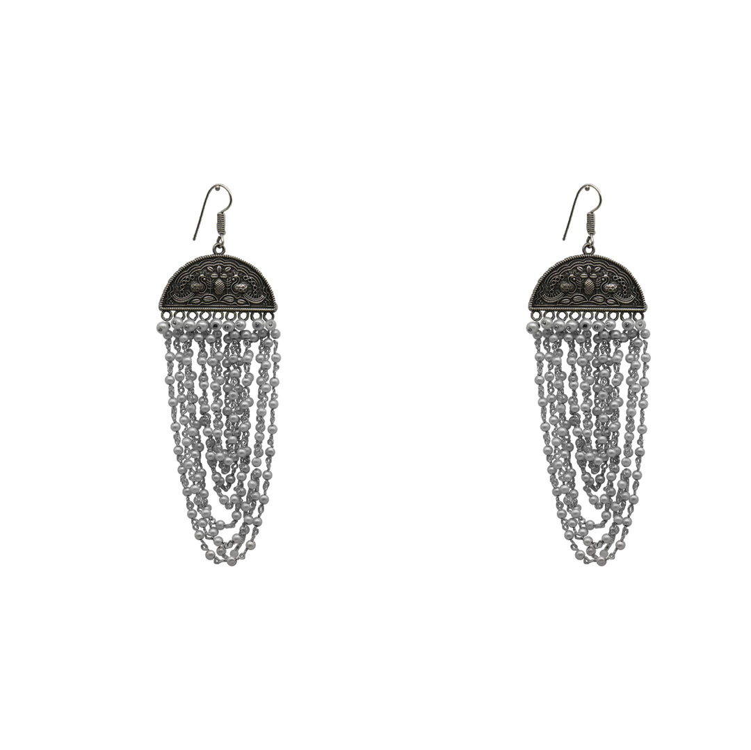 Charu Pearl Layered Silver Oxidized Necklace Set