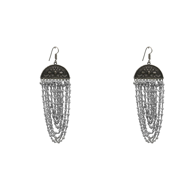 Charu Pearl Layered Silver Oxidized Necklace Set
