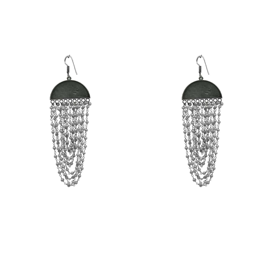 Charu Pearl Layered Silver Oxidized Necklace Set