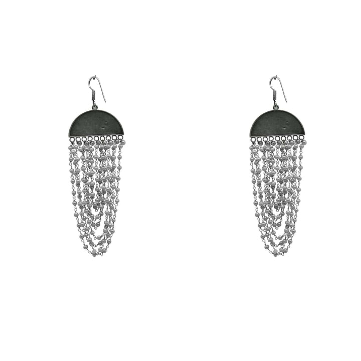 Charu Pearl Layered Silver Oxidized Necklace Set