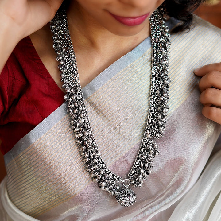 Teejh Oxidized Ghungroo Long Necklace
