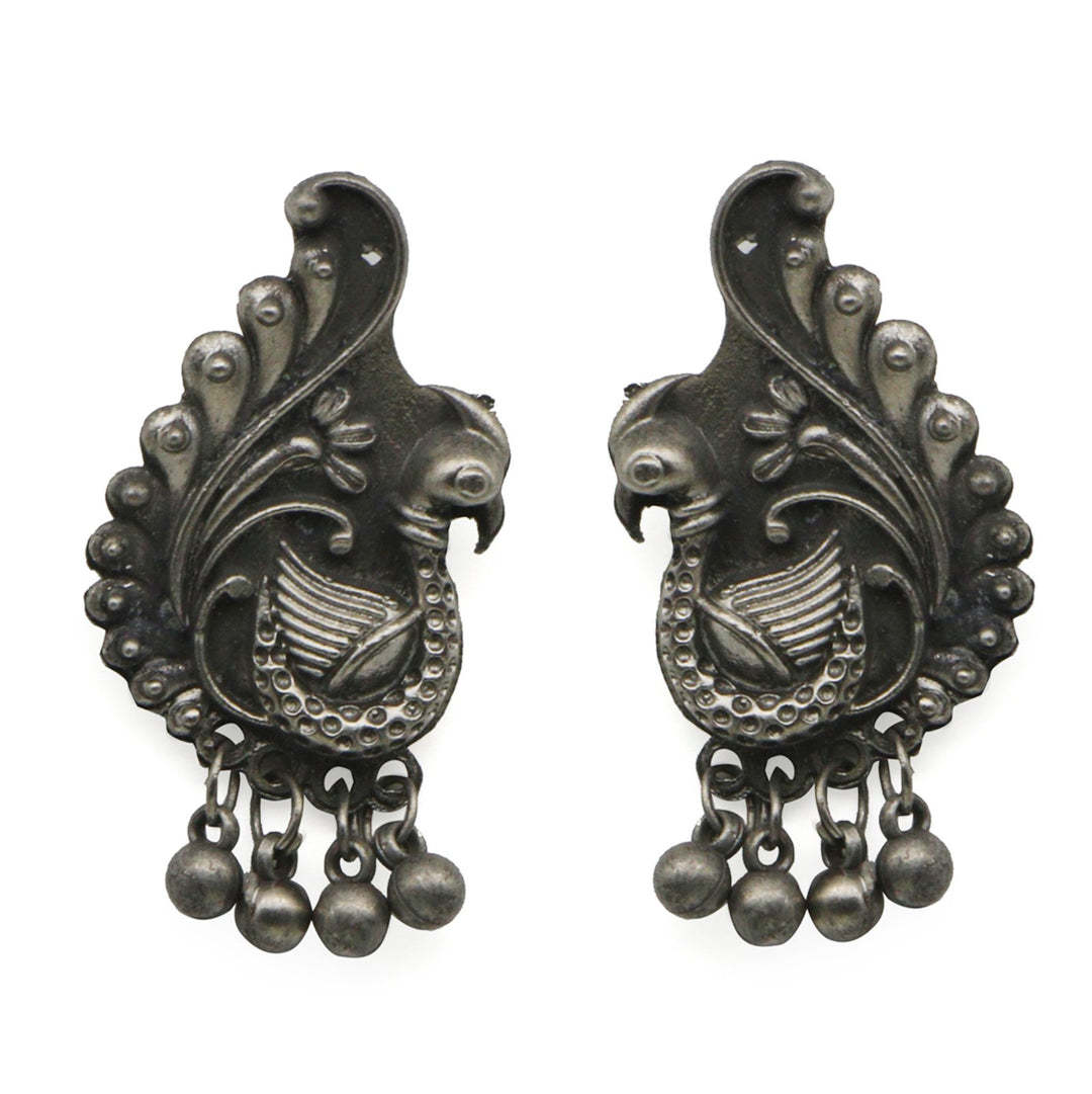 Suhani Peacock Silver Oxidised Necklace Set