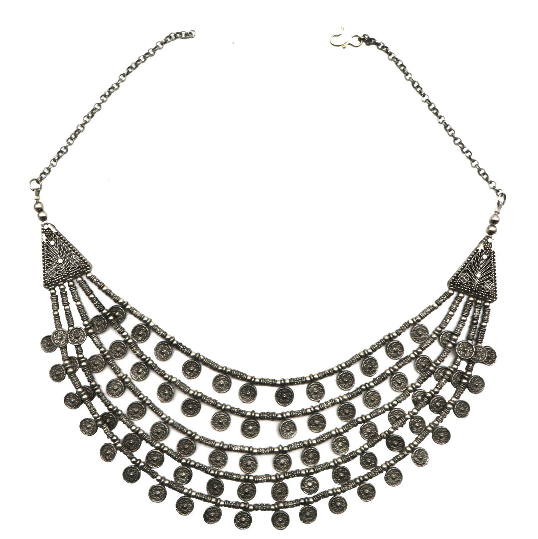 Ksheya Layered Silver Oxidised Necklace