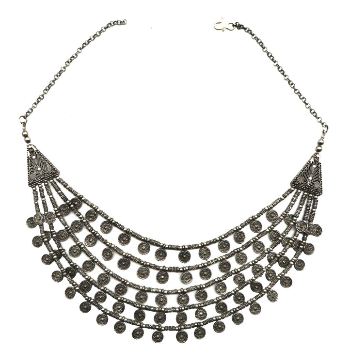 Ksheya Layered Silver Oxidised Necklace