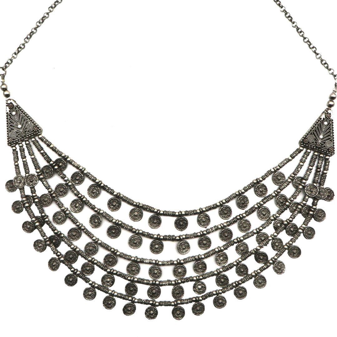 Ksheya Layered Silver Oxidised Necklace