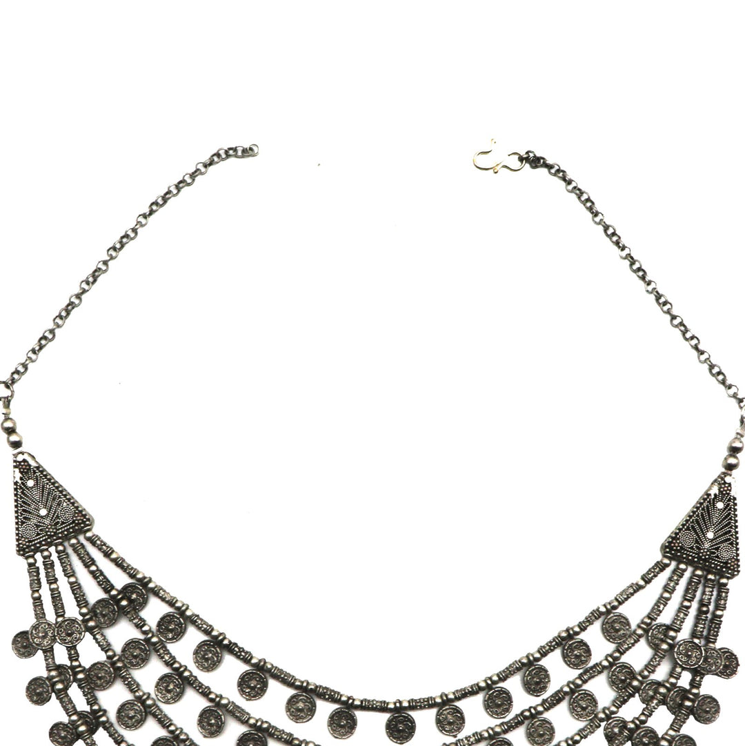 Ksheya Layered Silver Oxidised Necklace