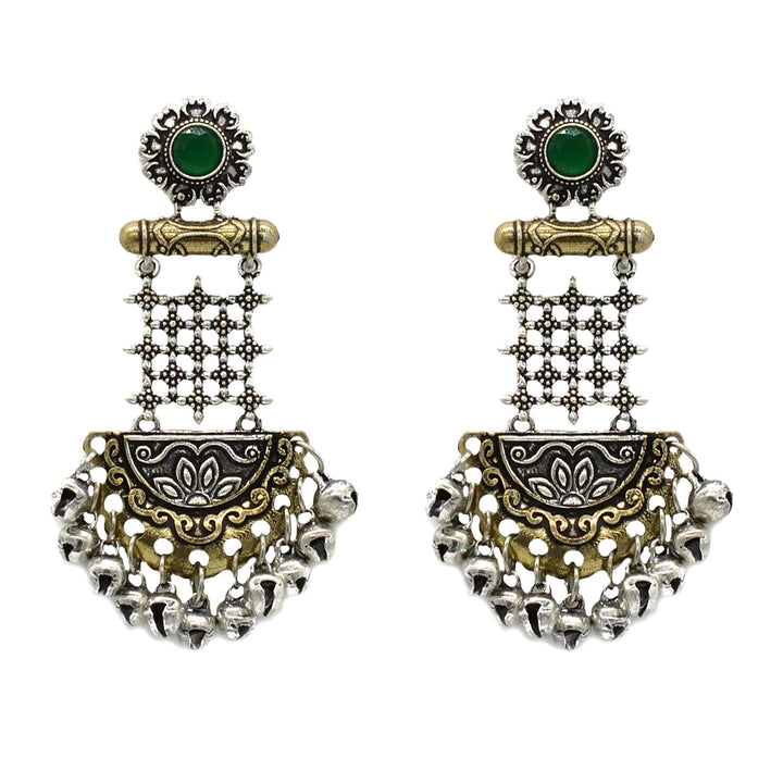 Geometric Green Dual Tone Earrings - Joker & Witch