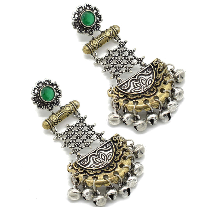 Geometric Green Dual Tone Earrings - Joker & Witch