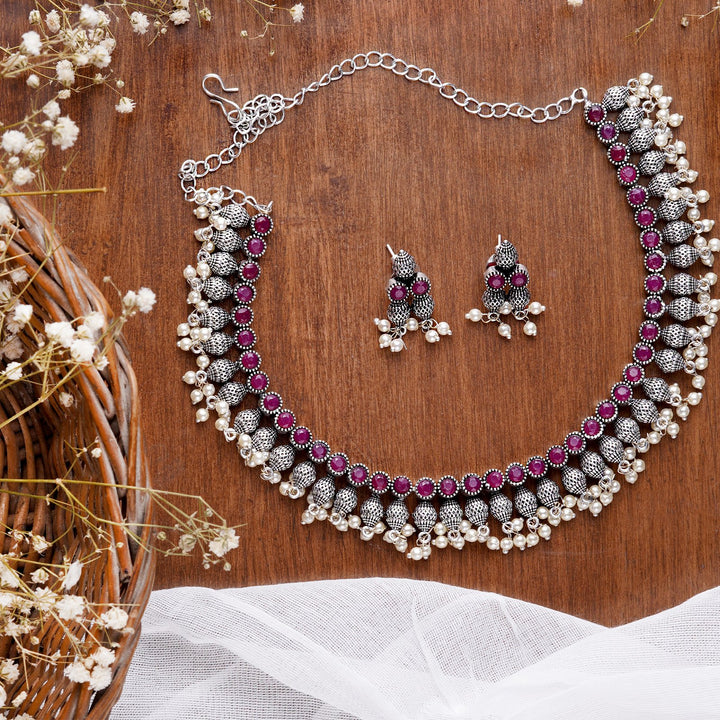 Teejh Mitali Rani Pink Stone Choker Necklace Set