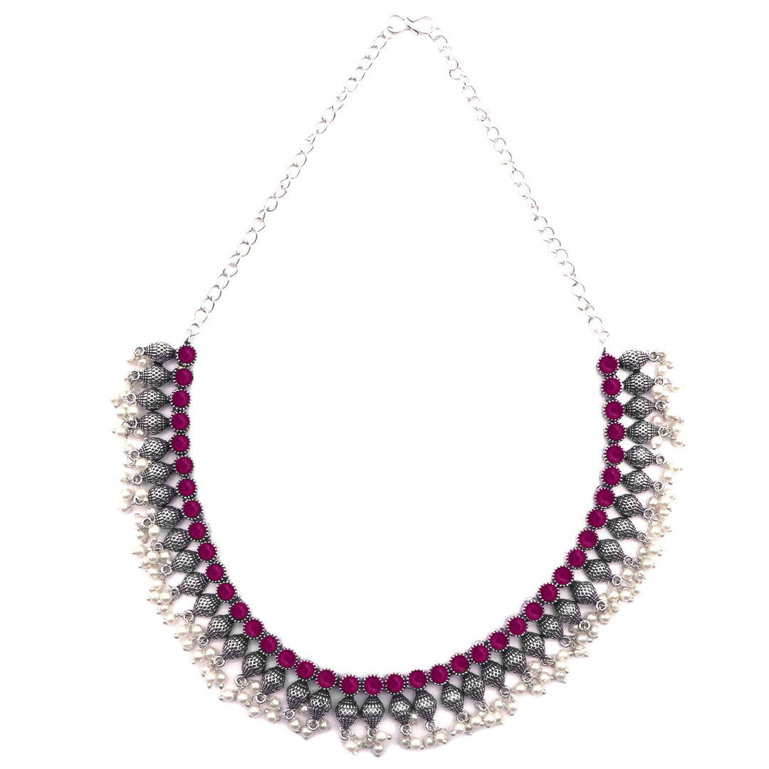 Teejh Mitali Rani Pink Stone Choker Necklace Set