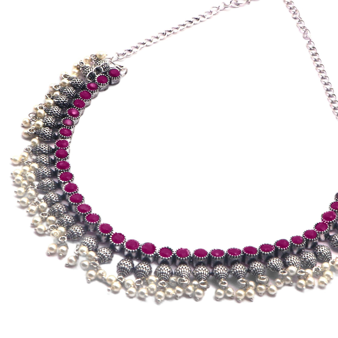 Teejh Mitali Rani Pink Stone Choker Necklace Set