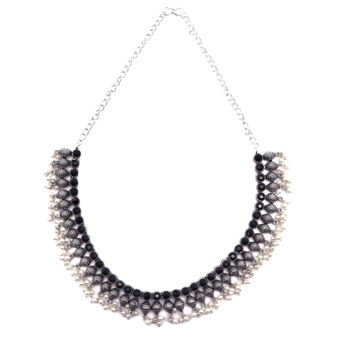 Teejh Pihu Black Stone Choker Necklace Set