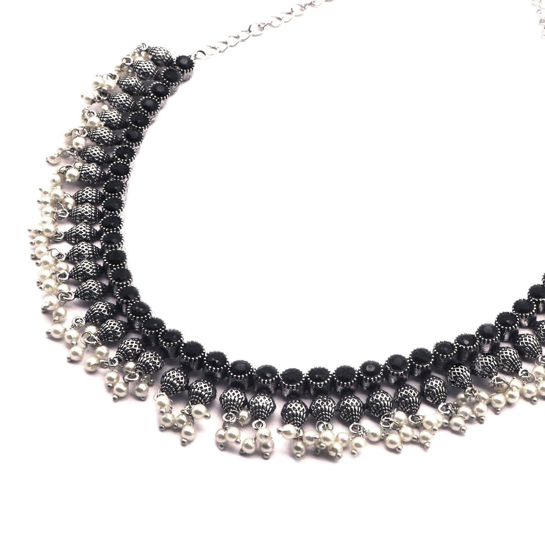 Teejh Pihu Black Stone Choker Necklace Set