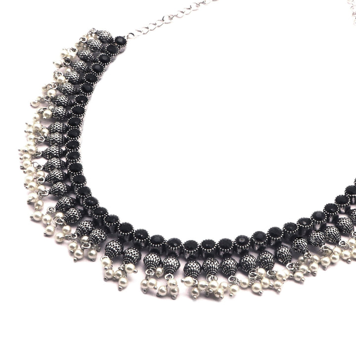 Teejh Pihu Black Stone Choker Necklace Set