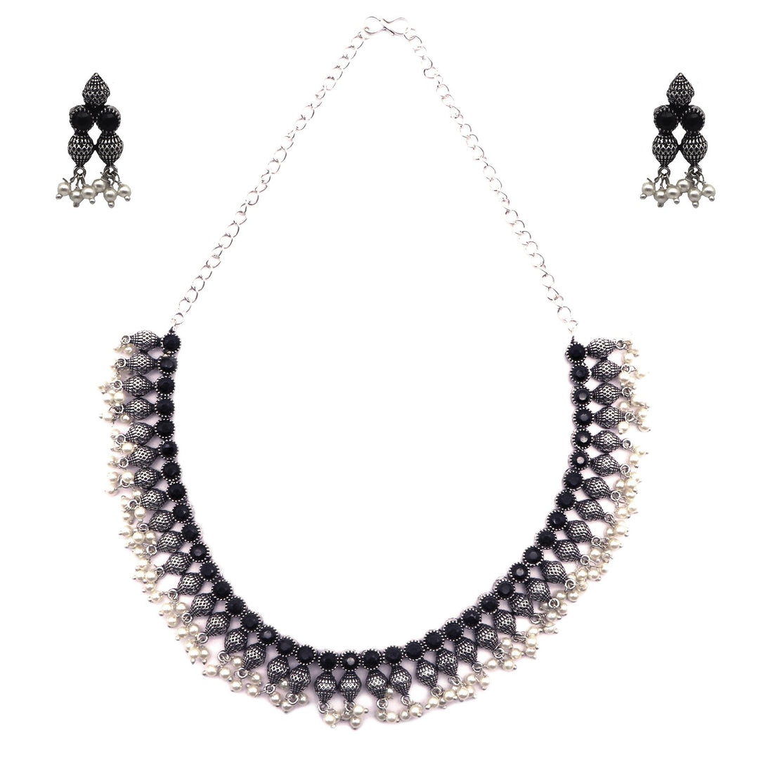 Teejh Pihu Black Stone Choker Necklace Set