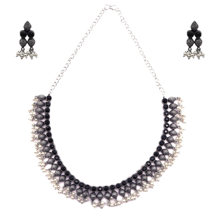 Teejh Pihu Black Stone Choker Necklace Set